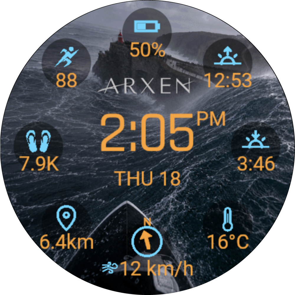 NAZARÉ surf Watch Face for Garmin · awake mode