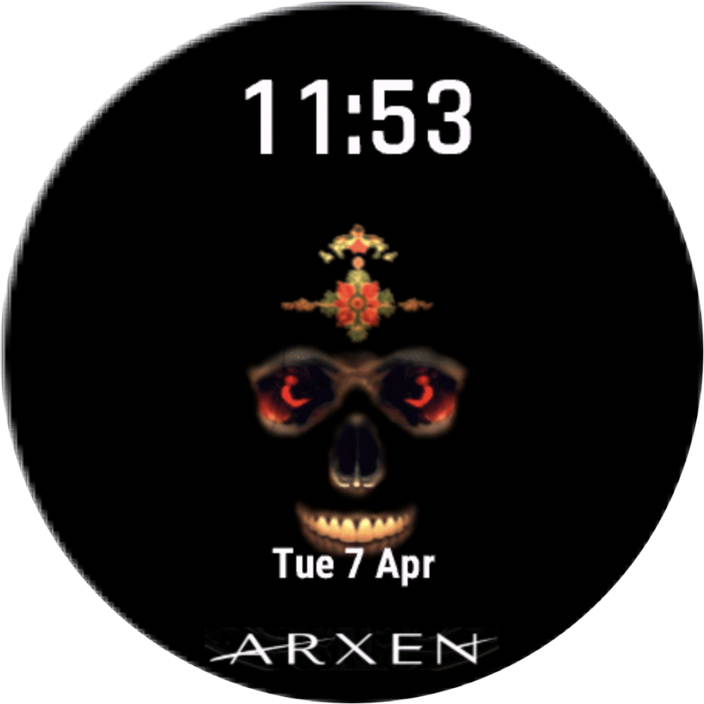 FREEDA sugar skull watch face for Garmin · sleep mode
