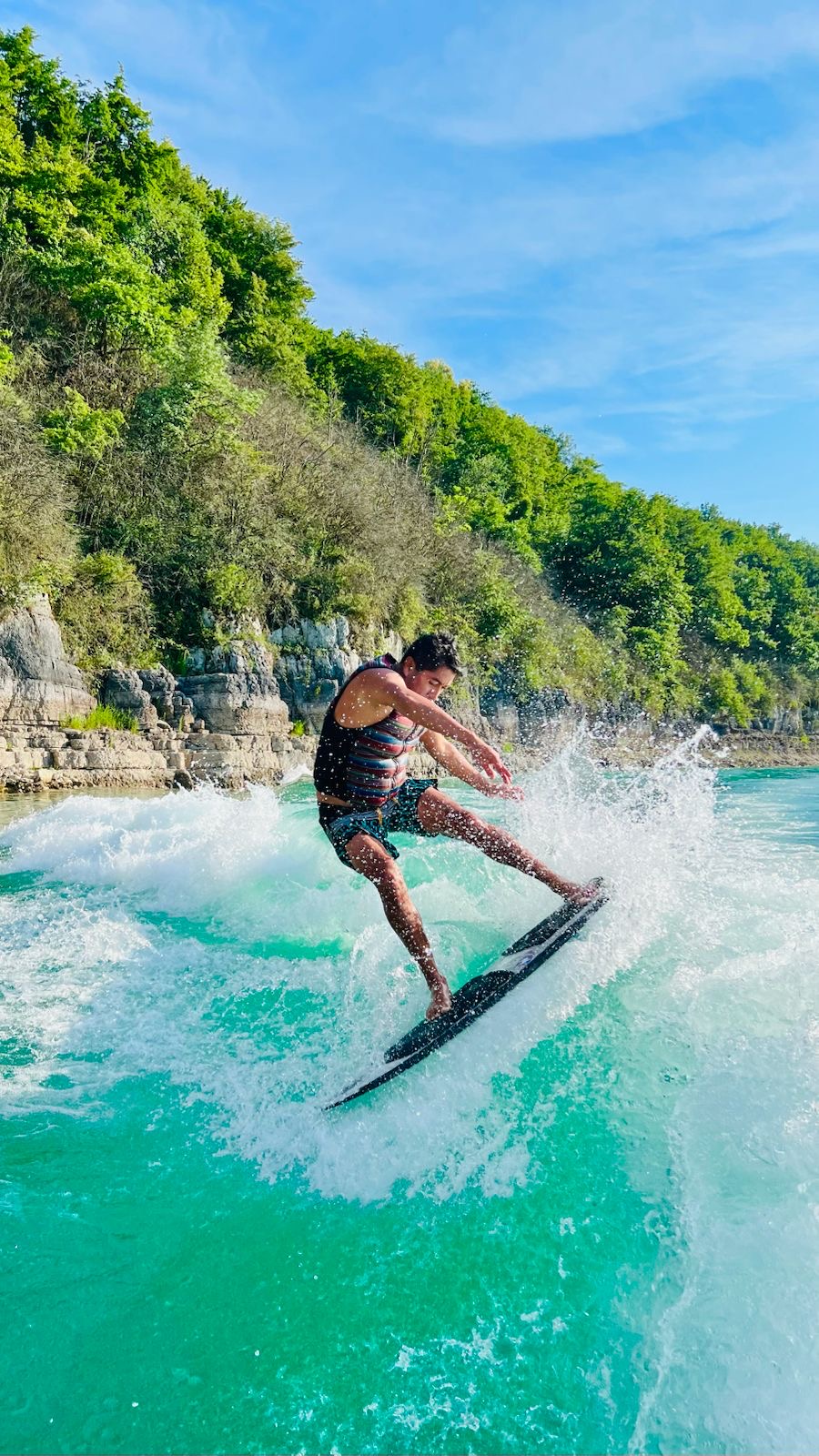 José Junior Huilcapaco surfing a wave